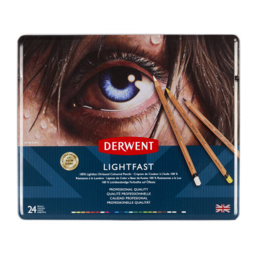 MATITE DERWENT LIGHTFAST CASSETTA DI METALLO 24 COLORI