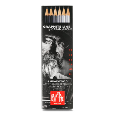 SET 6 MATITE GRAFWOOD CARAN D'ACHE 2H HB 3B 5B 7B 9B
