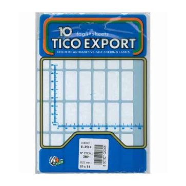 ETICHETTE ADESIVE TICO 35X14 BUSTA 10 FOGLI 280 ETICHETTE