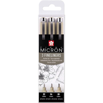 SET PENNE SAKURA PIGMA MICRON 3 FINELINERS N. 02 04 08