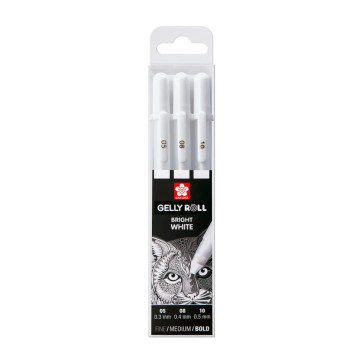 SAKURA GELLY ROLL 3 PENNE GEL BIANCHE 05-08-10 - 0.3/0.4/0.5 mm