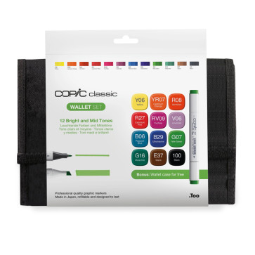 COPIC MARKERS SET 12 COLORI LUMINOSI