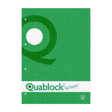 QUADERNO QUABLOCK A5 PAGINE FORATE STACCABILI QUADRETTO 5 mm