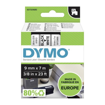 NASTRO D1 9mmX7m NERO SU BIANCO PER ETICHETTATRICE DYMO