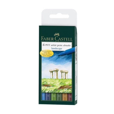 SET 6 PITT ARTIST PEN BRUSH FABER CASTELL LANDSCAPE