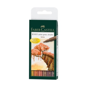 SET 6 PITT ARTIST PEN BRUSH FABER CASTELL TERRA TONES