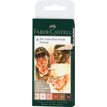 SET 6 PITT ARTIST PEN BRUSH FABER CASTELL PORTRAIT
