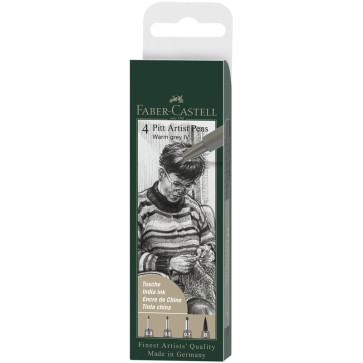 SET 4 PITT ARTIST PENS FABER CASTELL WARM GREY IV