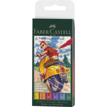 SET 6 PITT ARTIST PEN BRUSH FABER CASTELL COLOUR WHEEL