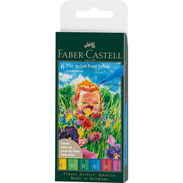 SET 6 PITT ARTIST PEN BRUSH FABER CASTELL SPRINGTIME
