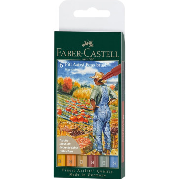 SET 6 PITT ARTIST PEN BRUSH FABER CASTELL HARVEST