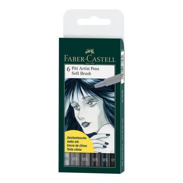 SET 6 PITT ARTIST PEN FABER CASTELL GRAY TONES TONI GRIGIO
