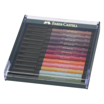 SET 12 PITT ARTIST PEN BRUSH FABER CASTELL EARTH TONES