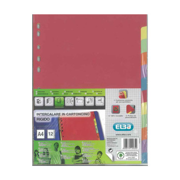 DIVISORIO COLORATO 12 TACCHE IN CARTONCINO 240 g/m²