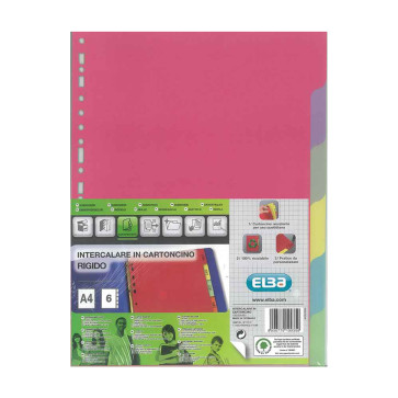 DIVISORIO COLORATO 6 TACCHE IN CARTONCINO 240 g/m²