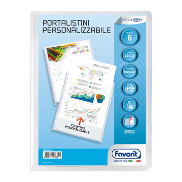 PORTALISTINI 22X30 6 BUSTE COPERTINA TRASPARENTE PERSONALIZ.
