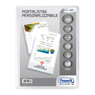 PORTALISTINI 22X30 60 BUSTE COPERTINA TRASPARENTE PERSONAL.