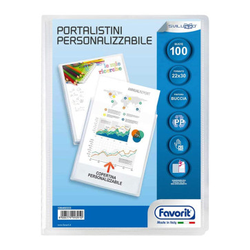 PORTALISTINI 22X30 100 BUSTE COPERTINA TRASPARENTE PERSONAL.