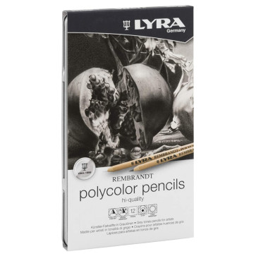 SET LYRA REMBRANDT POLYCOLOR 12 MATITE TONI DI GRIGIO