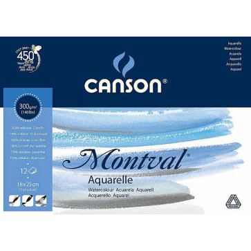 BLOCCO CANSON MONTVAL 18X25 cm 12 FOGLI 300 g/m² GRANA FINE