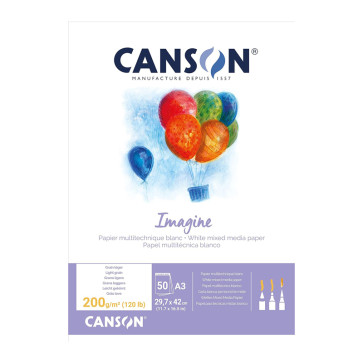 BLOCCO DISEGNO CANSON IMAGINE 50 FOGLI A3 200 g/m² COLLATI