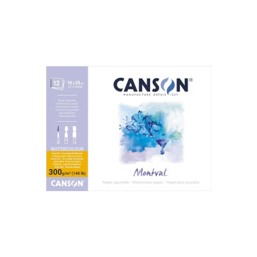 BLOCCO CANSON MONTVAL 18X25 cm 12 FOGLI 300 g/m² GRANA FINE