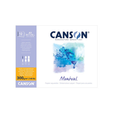 BLOCCO CANSON MONTVAL 30X42 cm 12 FOGLI 300 g/m² GRANA FINE
