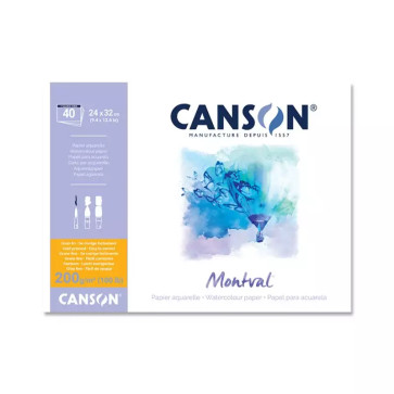 BLOCCO CANSON MONTVAL 24X32 cm 100 FOGLI 200 g/m² GRANA FINE