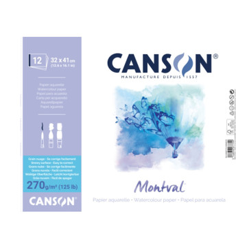 BLOCCO CANSON MONTVAL 32X41 cm 12 FOGLI 270 g/m² GR. TORCHON