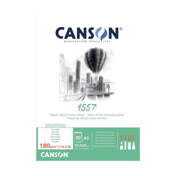BLOCCO CANSON 1557 A3 30 FOGLI 180 g/m² COLLATI LATO CORTO