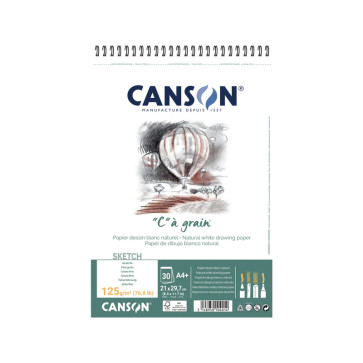 BLOCCO "C" A GRAIN A4+ 30 FOGLI 125 g/m² GRANA FINE RIL. SPIRALE