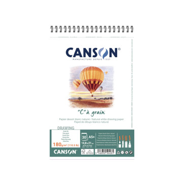 BLOCCO "C" A GRAIN A5+ 30 FOGLI 180 g/m² GRANA FINE RIL. SPIRALE