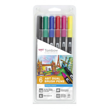 SET 6 PENNARELLI TOMBOW DUAL BRUSH COLORI PRIMARI