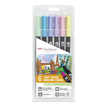 SET 6 PENNARELLI TOMBOW DUAL BRUSH COLORI PASTELLO
