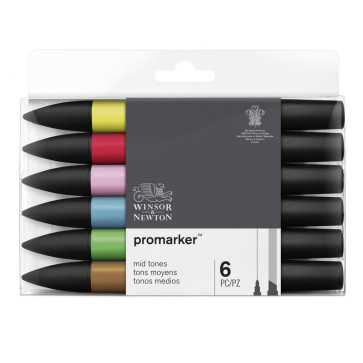 SET 6 PROMARKER WINSOR & NEWTON MID TONES