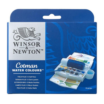 WINSOR & NEWTON COTMAN FIELD PLUS 12 COLORI + PENNELLO