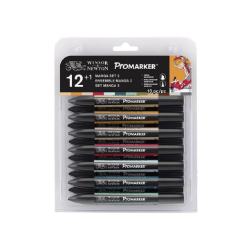 PROMARKER WINSOR & NEWTON SET MANGA N. 2 12 COLORI + BLENDER