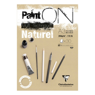 BLOCCO PAINT ON MIX MEDIA A3 30 FOGLI COLORE NATURALE 250 g/m²