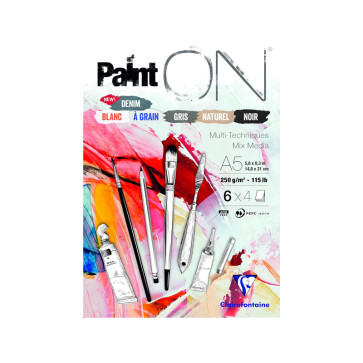 BLOCCO PAINT ON N.6 COLORI ASSORTITI A5 24 FOGLI 250 g/m²