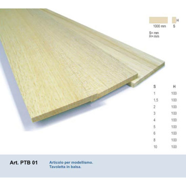 TAVOLETTA IN BALSA 4x10x1000 mm