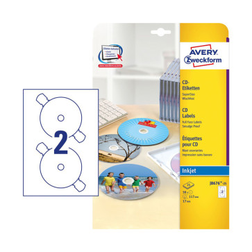 ETICHETTE CD AVERY OPACHE FULL FACE 25 FOGLI 50 ETICHETTE