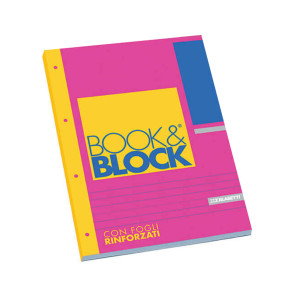 BOOK & BLOCK A4 FOGLI A RIGHE 4 FORI RINFORZATI COLLATI LATO L.