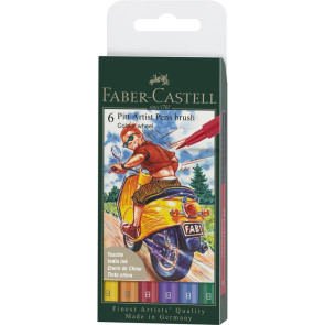 SET 6 PITT ARTIST PEN BRUSH FABER CASTELL COLOUR WHEEL