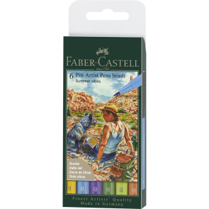 SET 6 PITT ARTIST PEN BRUSH FABER CASTELL SUMMER VIBES