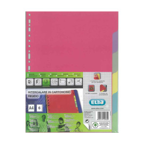 DIVISORIO COLORATO 6 TACCHE IN CARTONCINO 240 g/m²