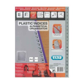 DIVISORIO ALFABETICO A4 20 TACCHE A-Z IN PLASTICA GRIGIO