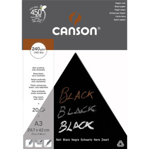 BLOCCO CANSON BLACK 29,7X42 20 FOGLI NERO PROFONDO 240 g/m²