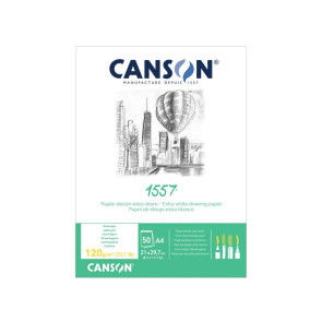 BLOCCO CANSON 1557 A4 50 FOGLI 120 g/m² COLLATI LATO CORTO