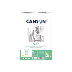 BLOCCO CANSON 1557 A5+ 50 FOGLI 120 g/m² GRANA FINE RIL. SPIRALE