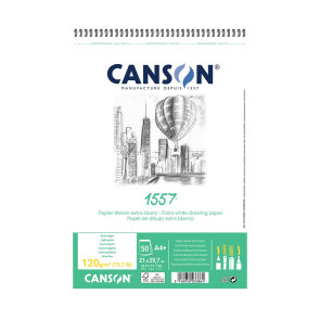 BLOCCO CANSON 1557 A4+ 50 FOGLI 120 g/m² GRANA FINE RIL. SPIRALE